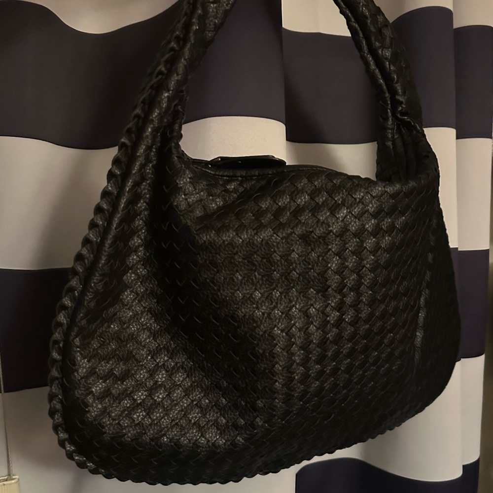 New woven purse zipper bag hobo